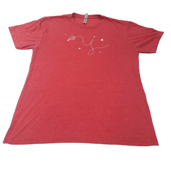 Next Level Apparel T Shirt Women Medium Paper Airplane Red Short Sleeve Tee Top - Picture 1 of 11